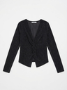 Glitter Knot-Front Long-Sleeve Top
