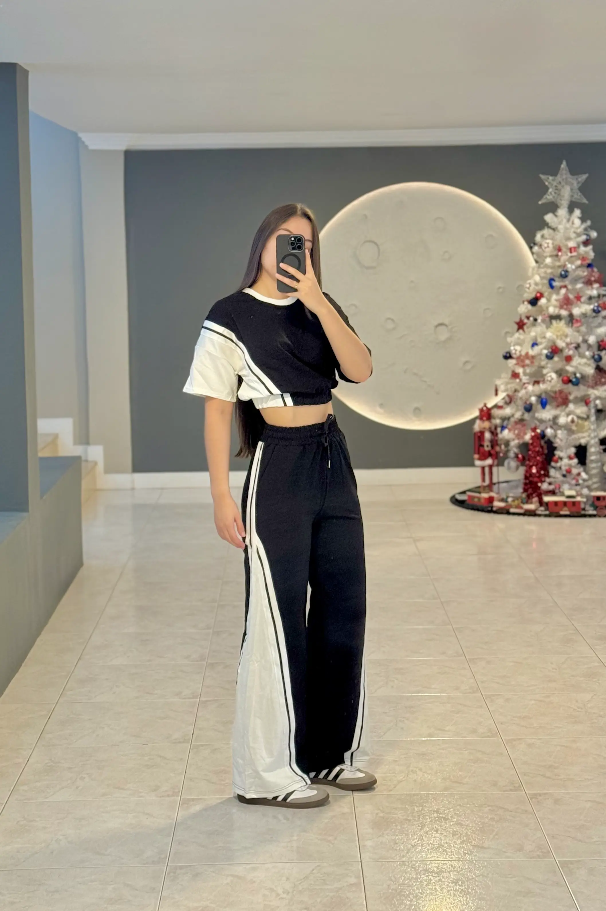 Set Top Bom Pantalon Ancho (Negro)