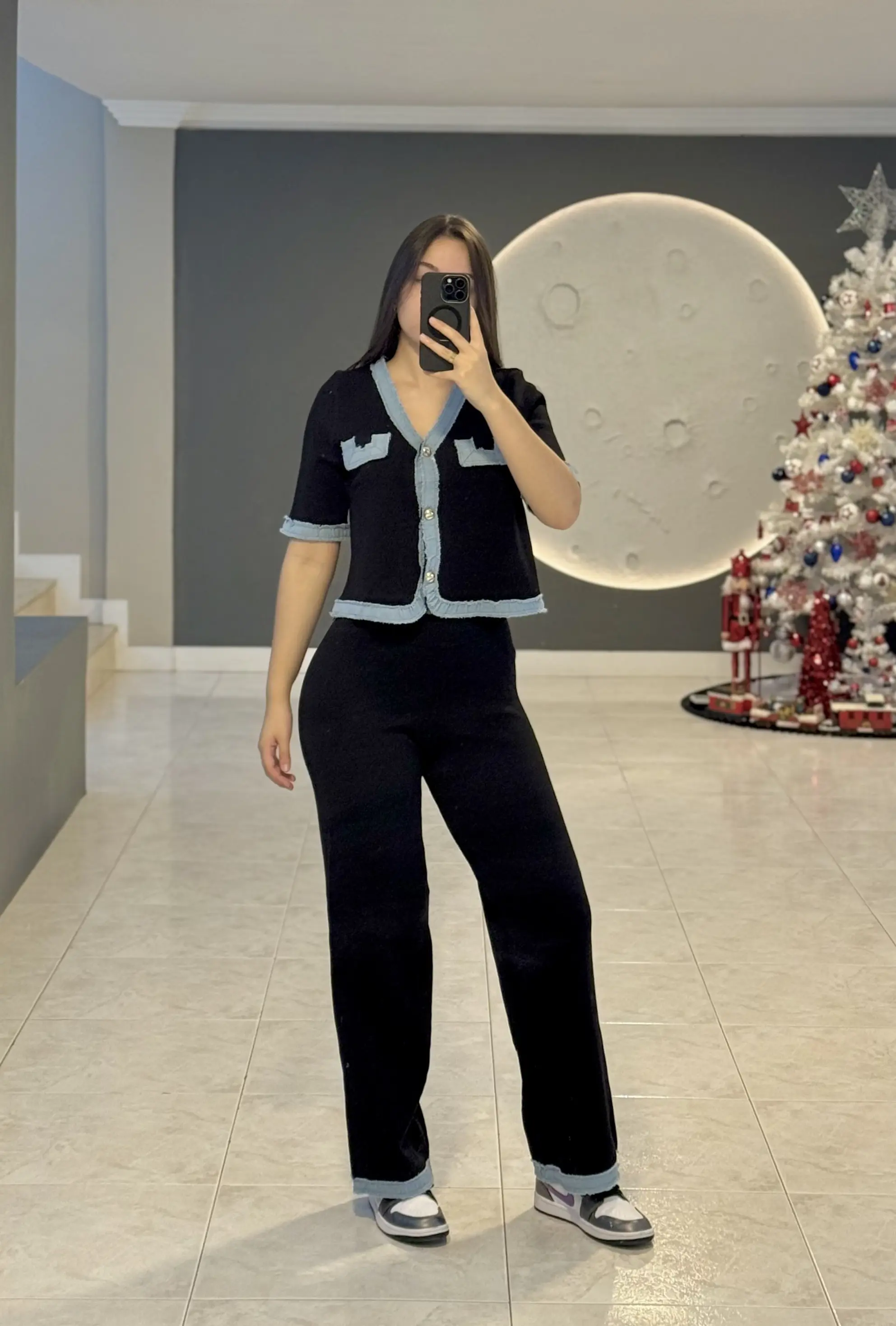 Set con Simulación de Bolsillo (Negro)