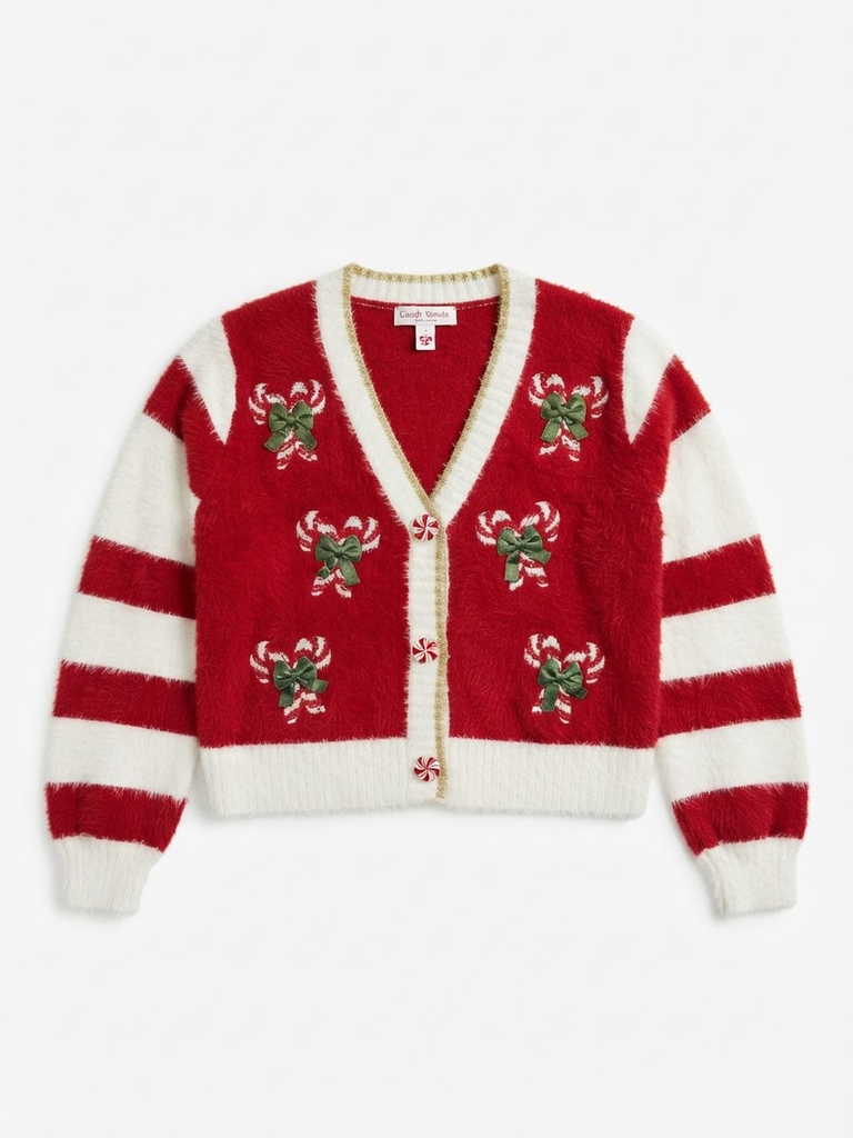 Candy Cane Bows Cardigan