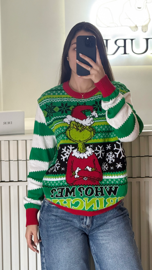 Grinch Striped Holiday Sweater