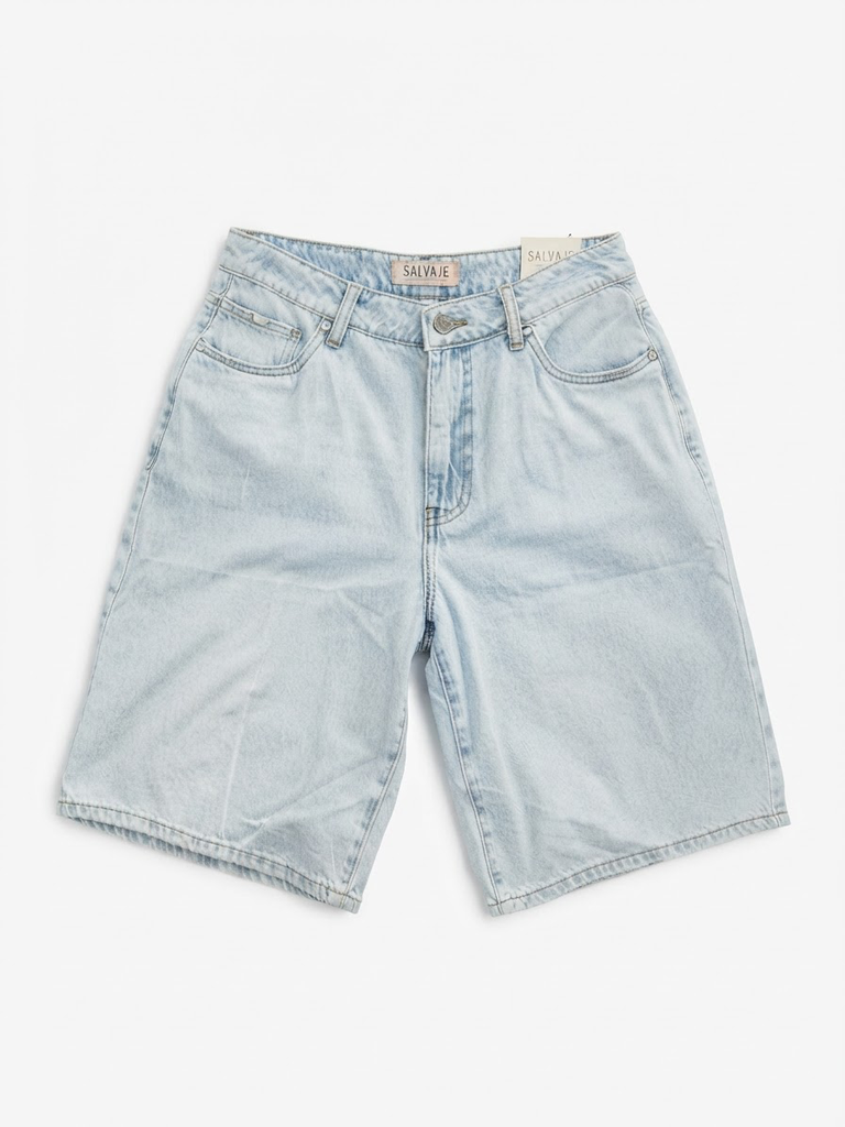 Salvaje Light Wash Denim Bermuda Shorts (46)