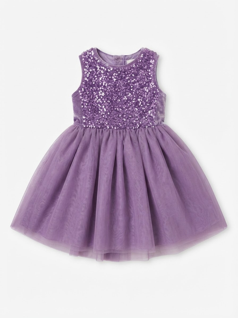 Purple Sequin and Tulle Girl's Dress