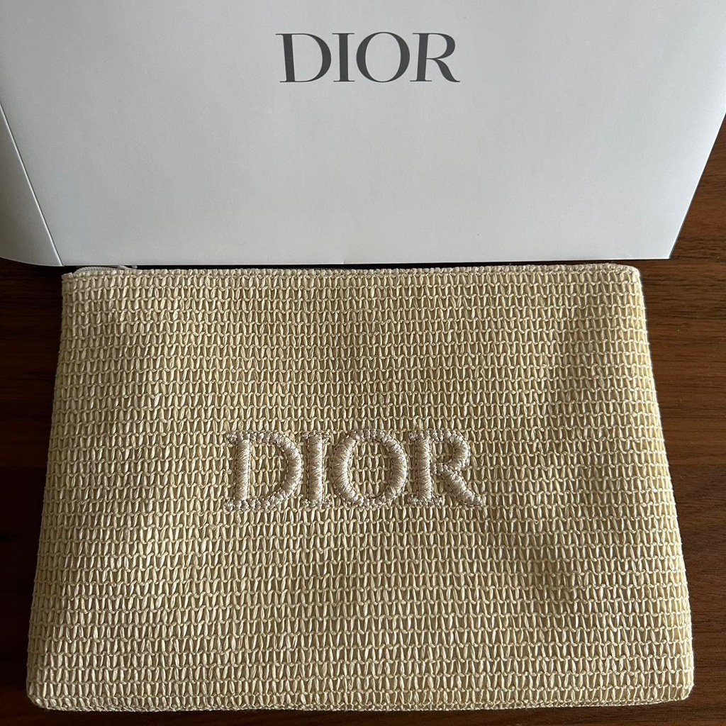 Dior Woven Raffia Pouch