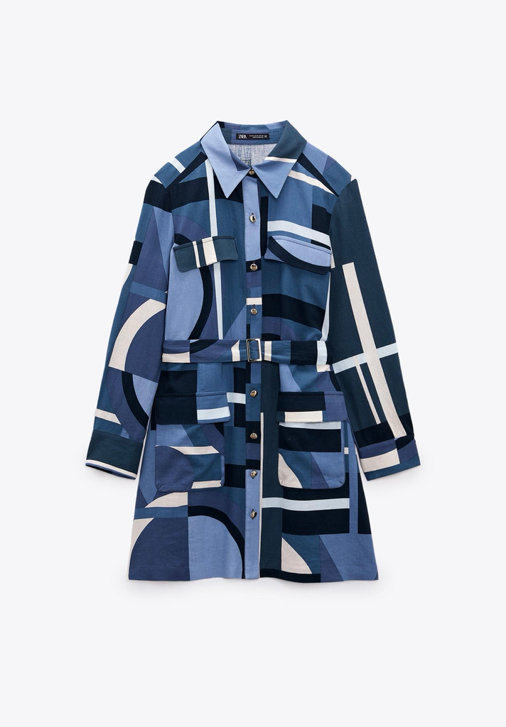 Vestido Estampado con Lino