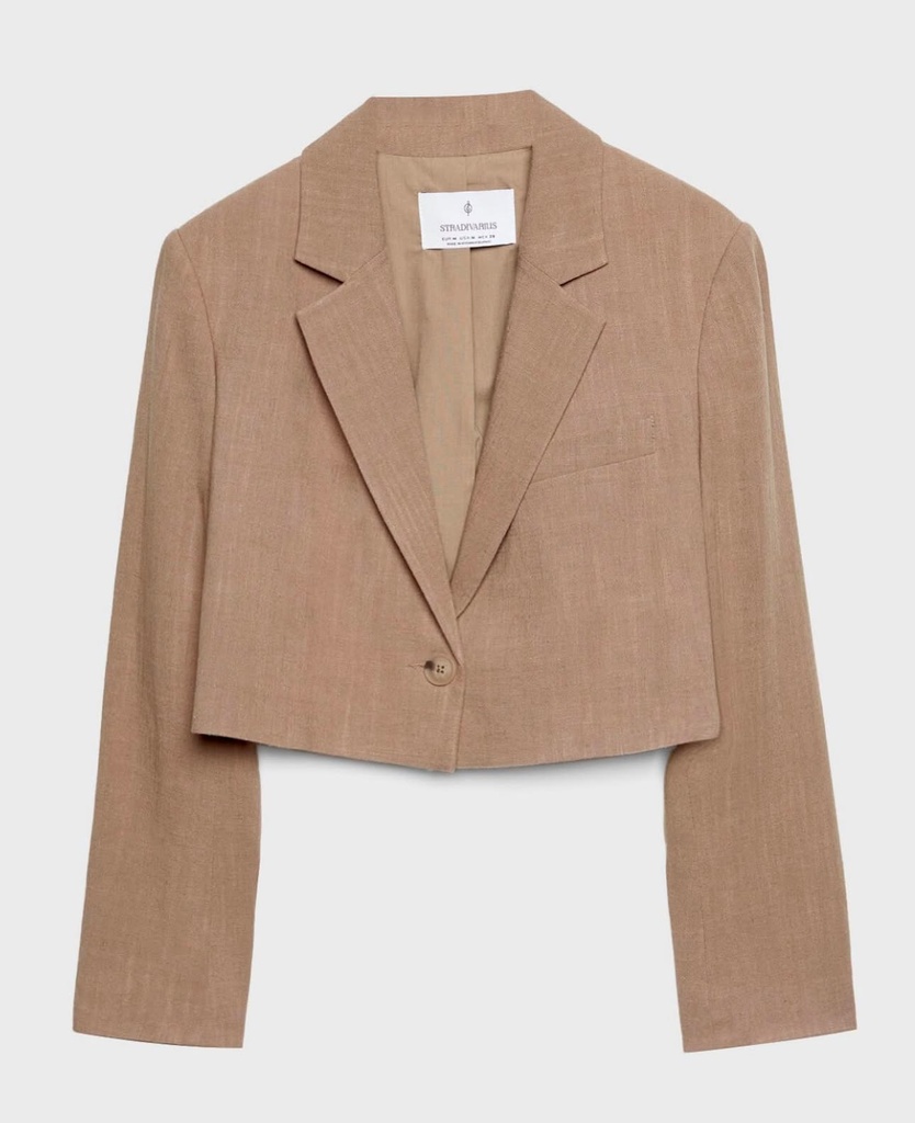 Americana cropped con lino